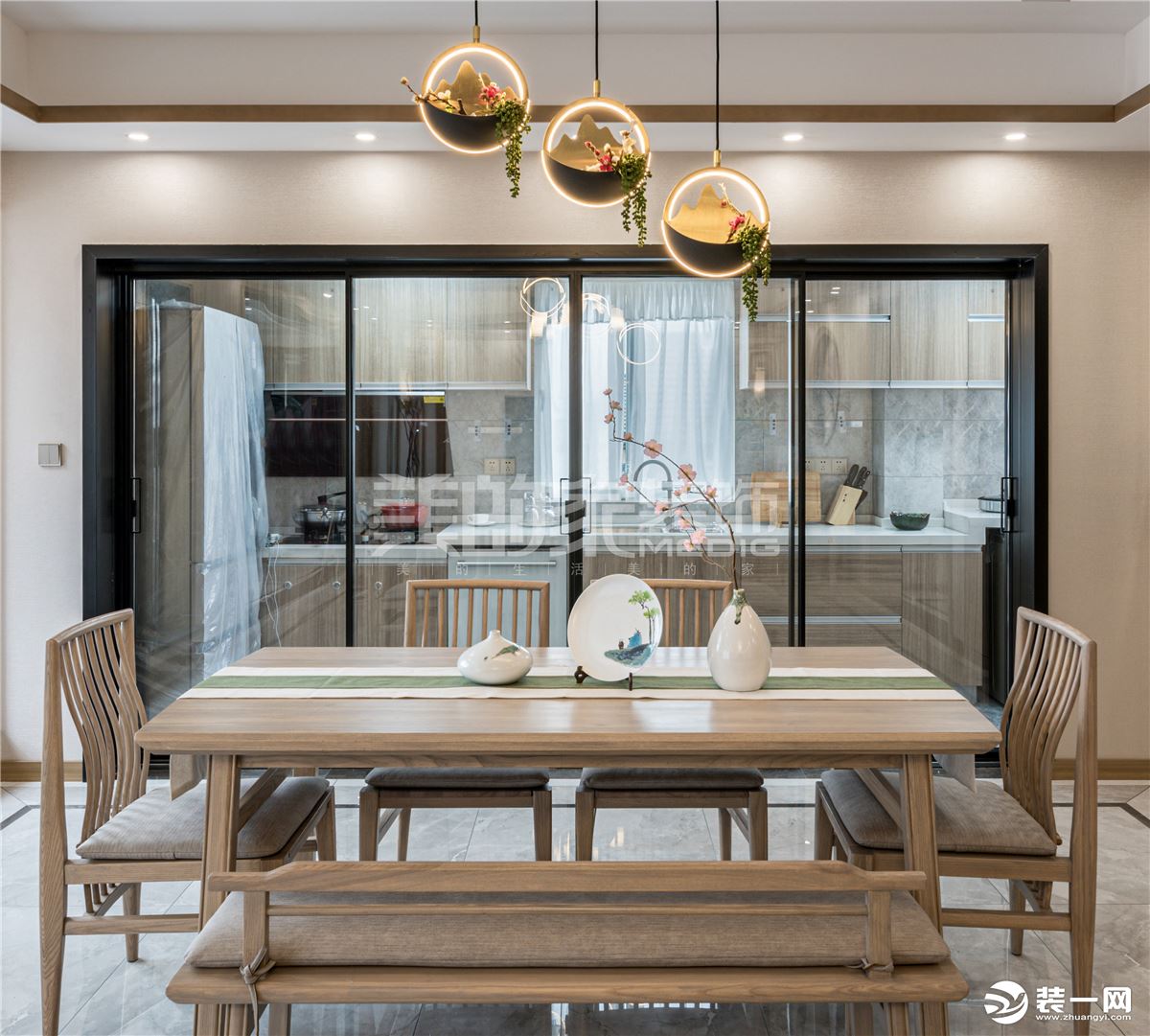 金科天辰125㎡新中式风格餐厅装修效果图