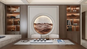 重庆美的家装饰白鹭湾128平新中式书房装修设计
