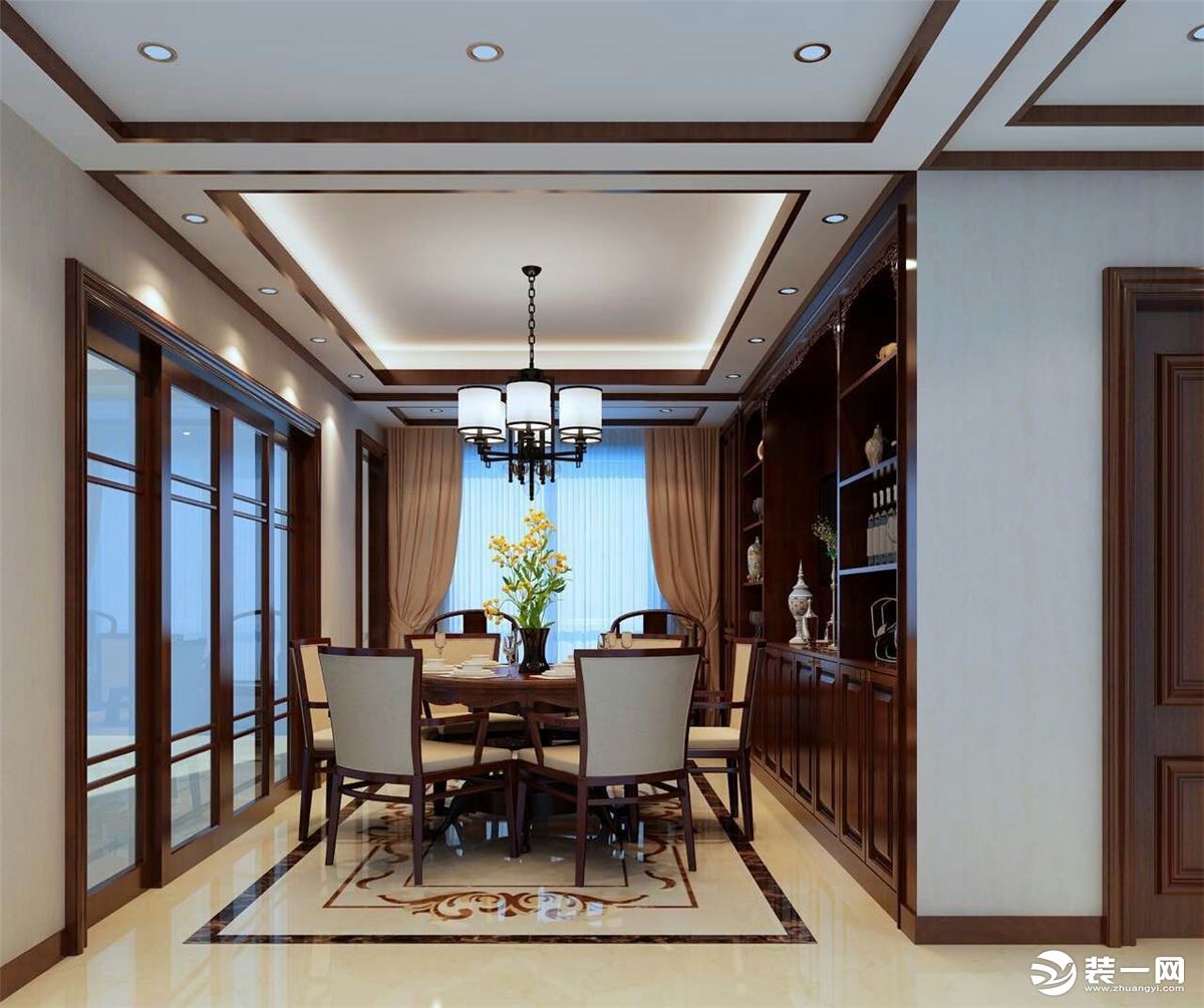 北京业之峰紫芳园120平中式风格三居室--餐厅