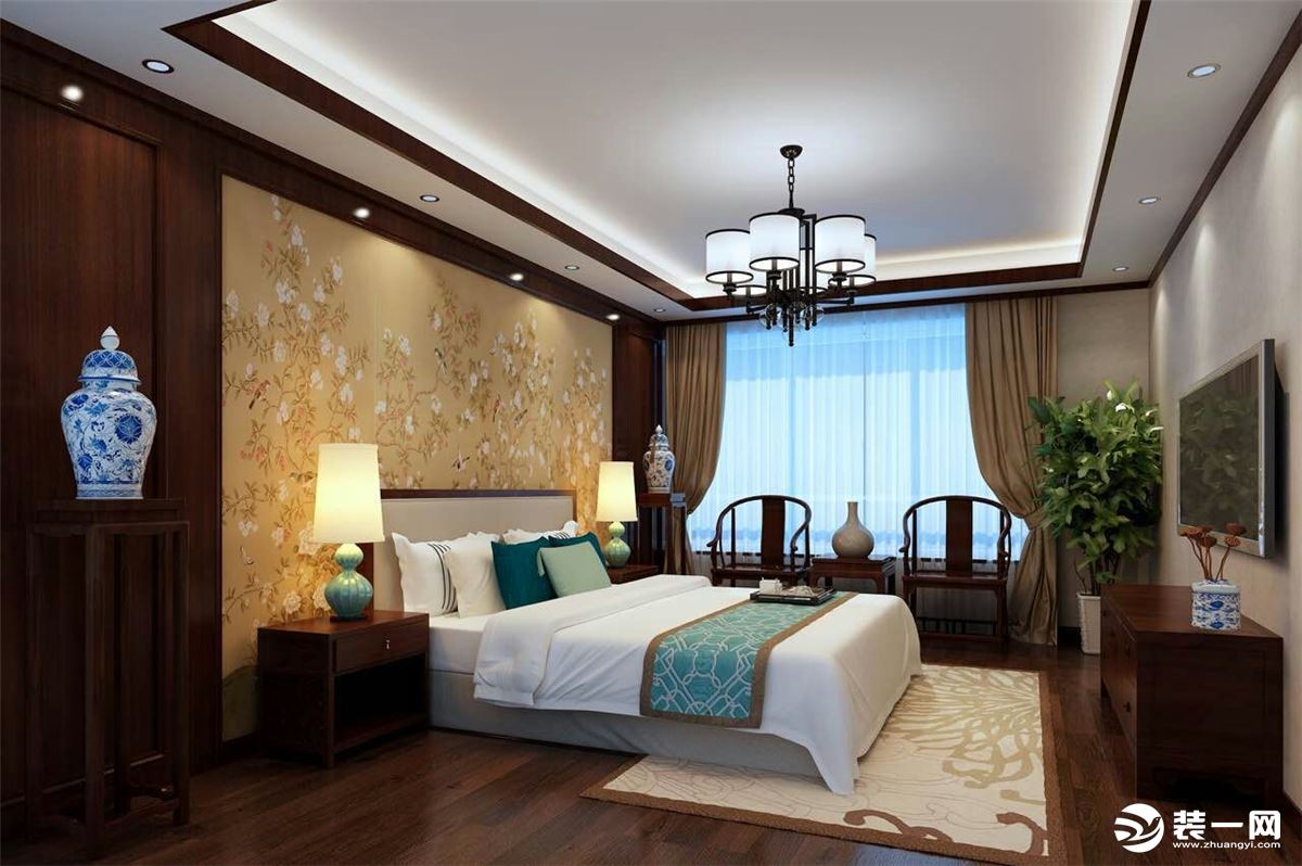 北京业之峰紫芳园120平中式风格三居室--卧室