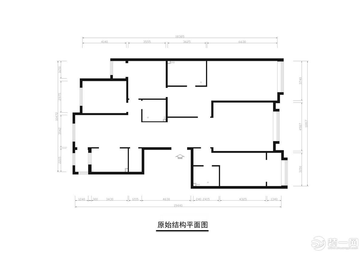 北京业之峰紫芳园120平中式风格三居室--户型图