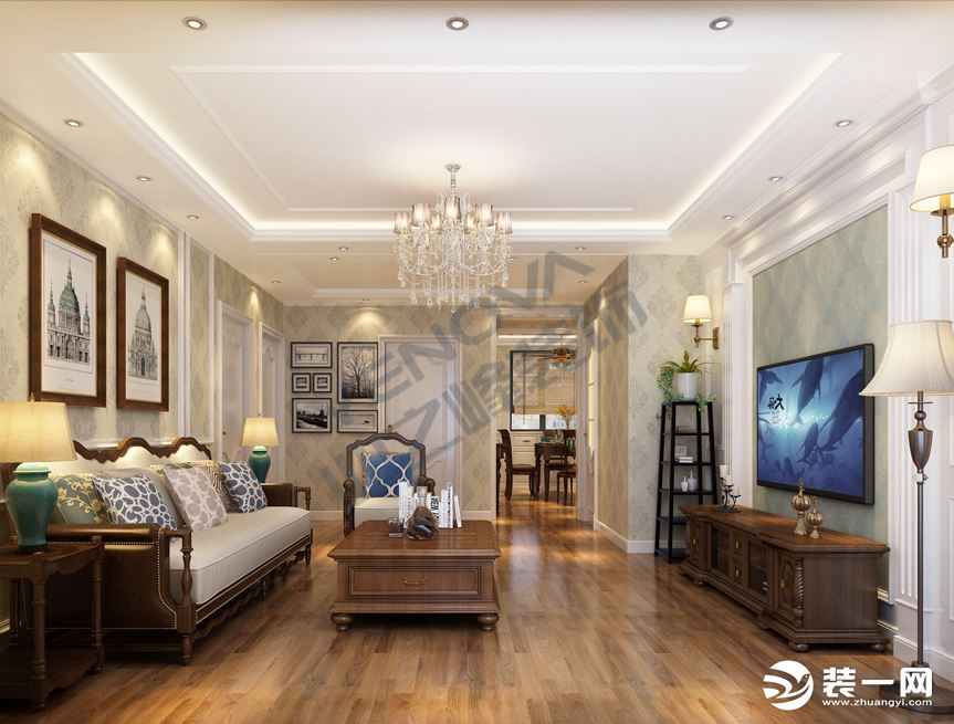 客厅家庭装饰效果图_三室两厅115平米欧式风格