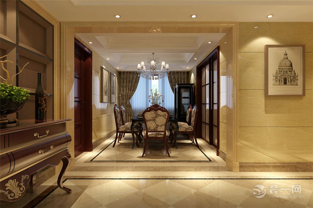 金隅丽港城128平三居室39万欧式风格装修效果图餐厅
