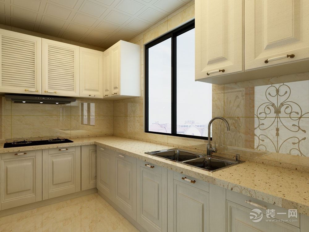 金隅丽港城128平三居室39万欧式风格装修效果图厨房