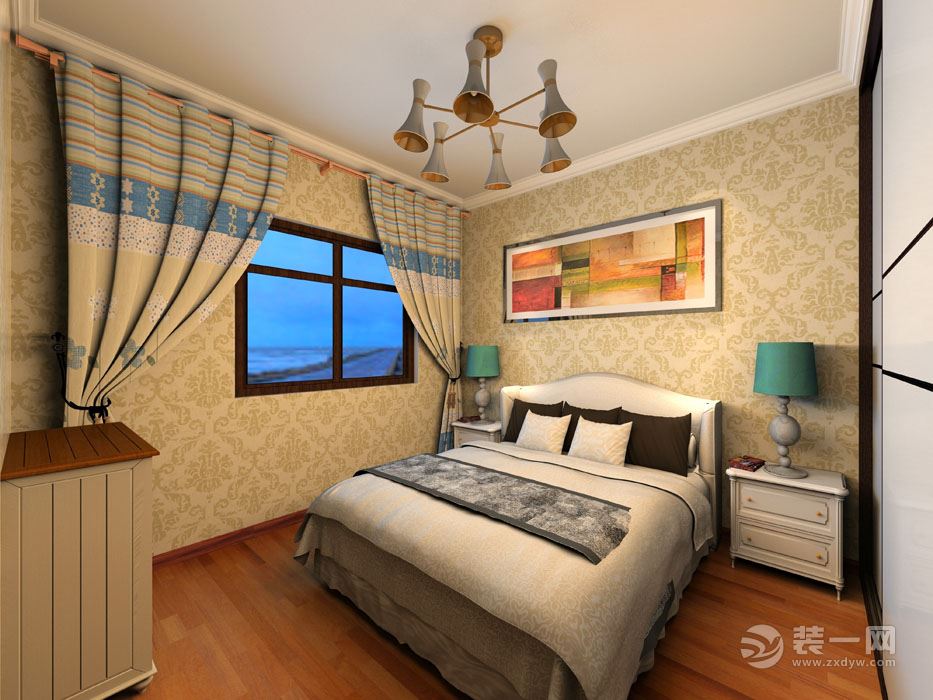 东洲家园90平二居室14万轻奢风格装修效果图卧室