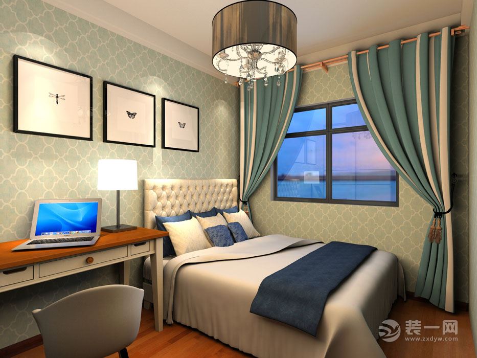 东洲家园90平二居室14万轻奢风格装修效果图卧室