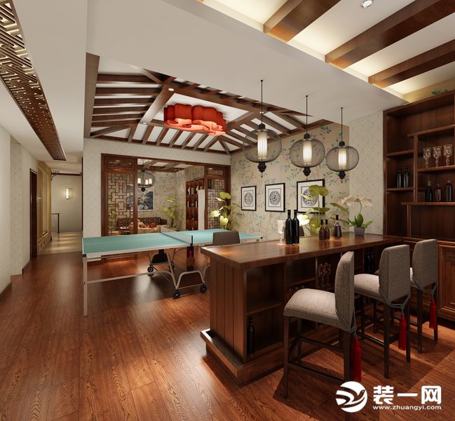 香江别墅360平美式风格休闲室效果图