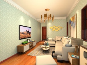 东洲家园90平二居室14万轻奢风格装修效果图