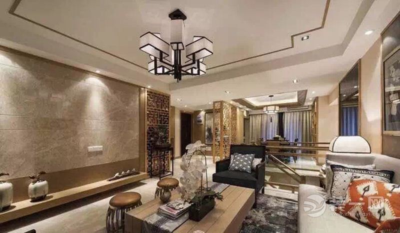 御龙天峰 114平 四居室 造价16万 魅力新中式 客厅
