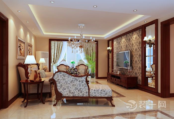 【重庆业之峰装饰】圣乔维斯 112平 三居室 造价 15万 新中式客厅
