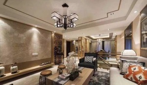 御龙天峰 114平 四居室 造价16万 魅力新中式 客厅