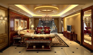 【重庆业之峰】 棕榈泉 92平 三居室 造价 13万 新古典 客厅