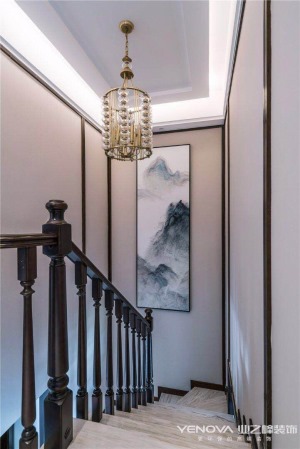 新江与城禅意中式楼梯装修实景图