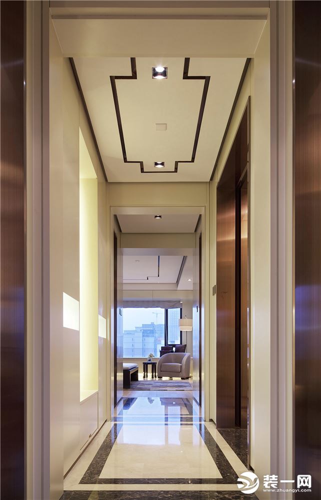 【万达ONE】155平四居室新中式风格装修方案，玄关装修