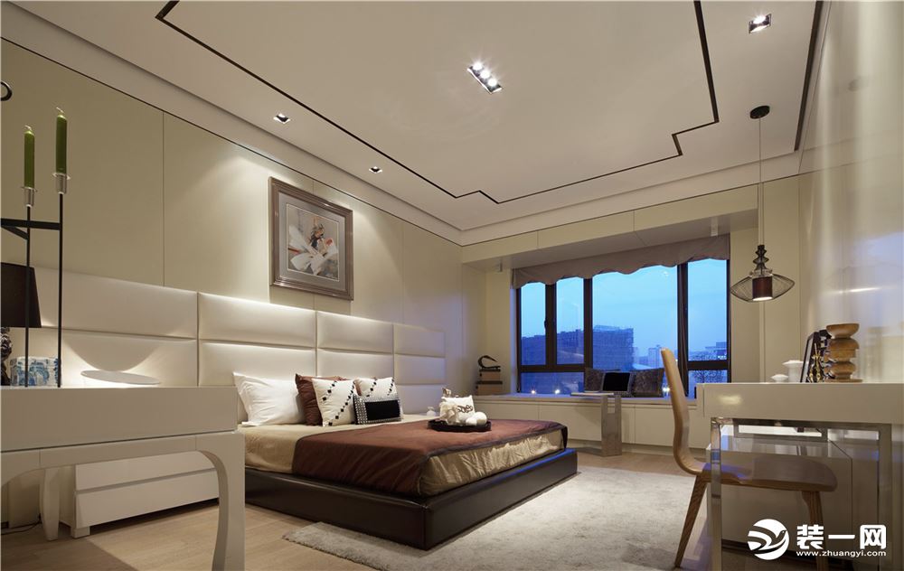 【万达ONE】155平四居室新中式风格装修方案，主卧室