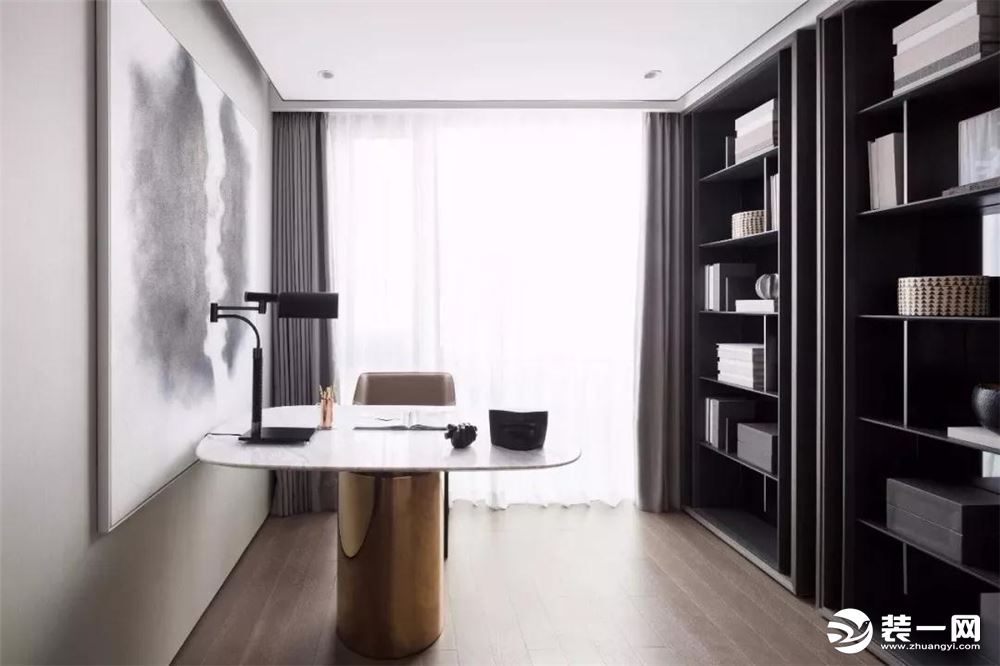 【中铁琉森水岸】160平四居室现代简约设计方案，书房设计图