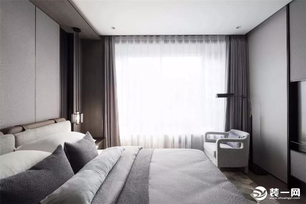 【中铁琉森水岸】160平四居室现代简约设计方案，主卧设计图