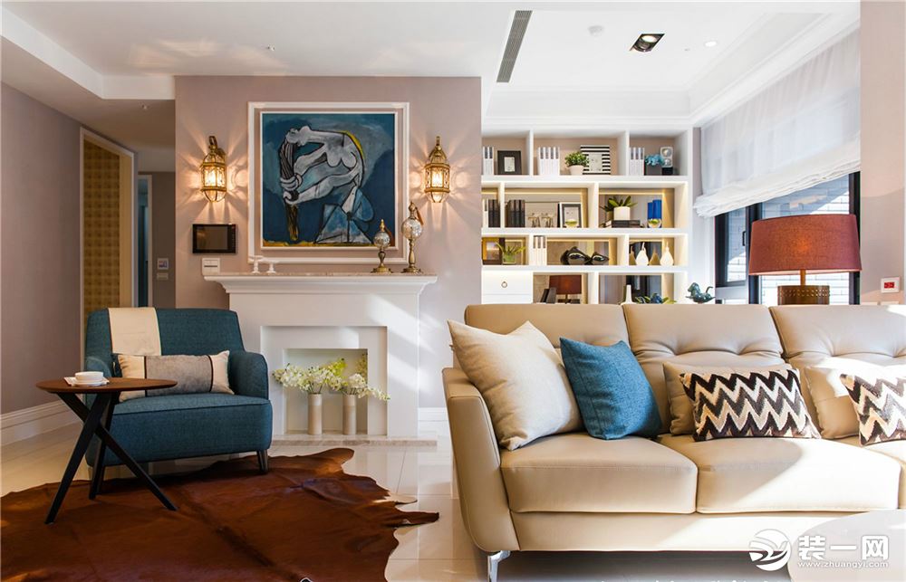 【建邦华庭】140平简美风格三居室装修方案，沙发背景墙