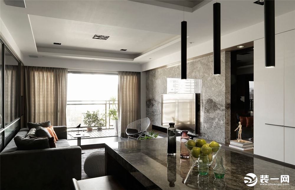 【天时新苑】102平现代简约三居室装修方案，客厅吊顶