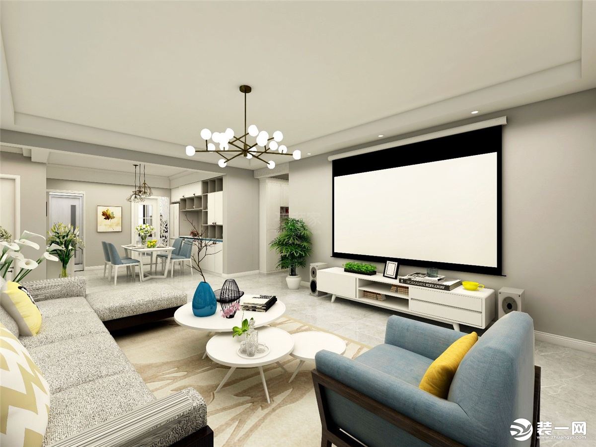 杨凌人才公寓现代简约风格半包7W 电视背景墙