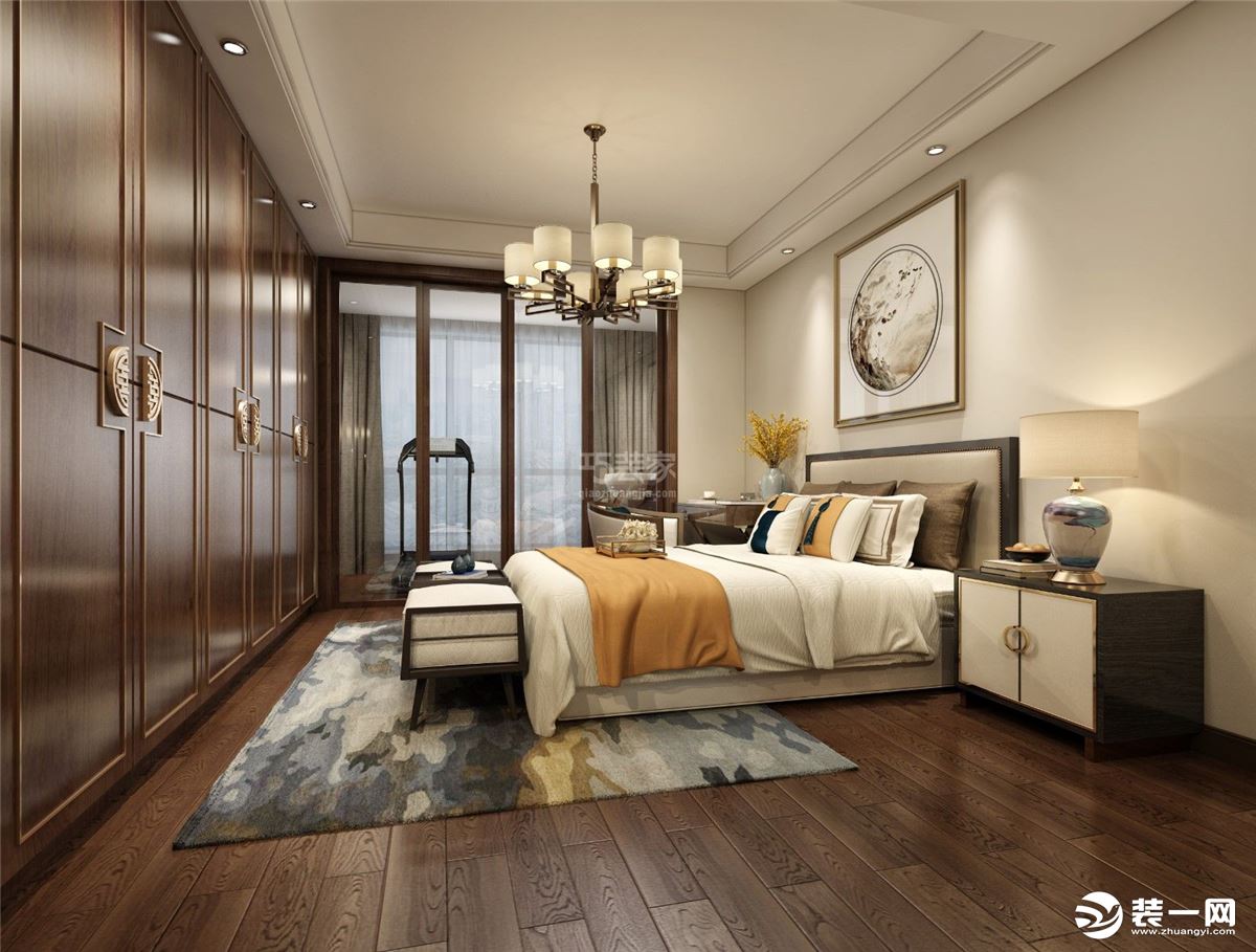 西安西工大家属院140平中式风格半包5.8W装修方案，卧室