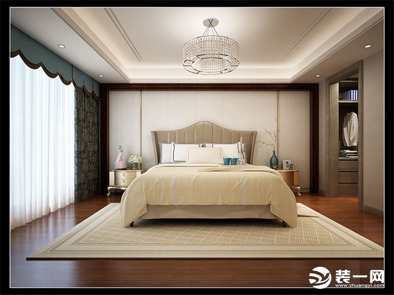 西安华侨城天鹅堡小区170平四居室房子新中式风格，卧室