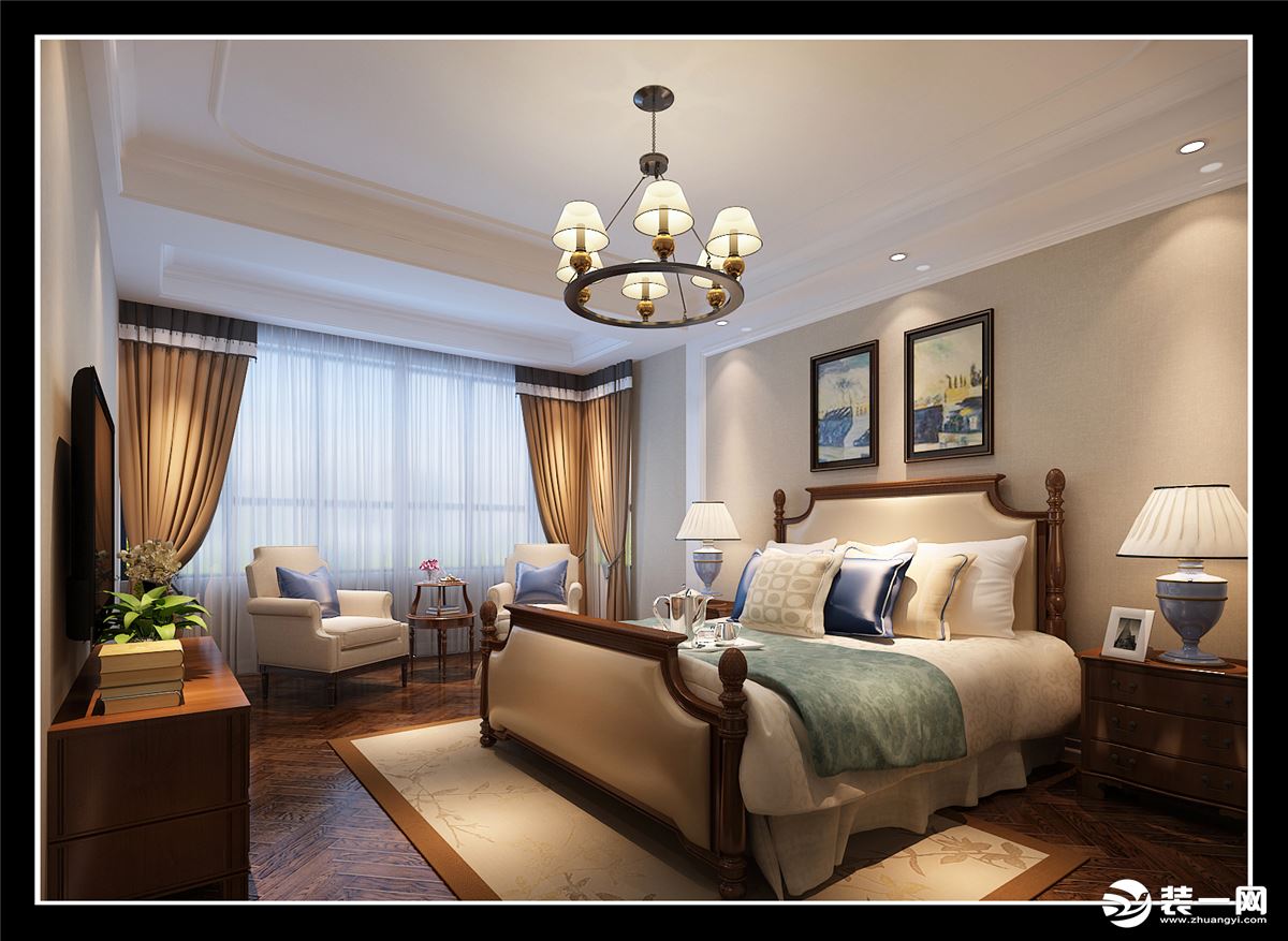 西安龙湖香体国际社区复式户型简美风格设计方案，卧室
