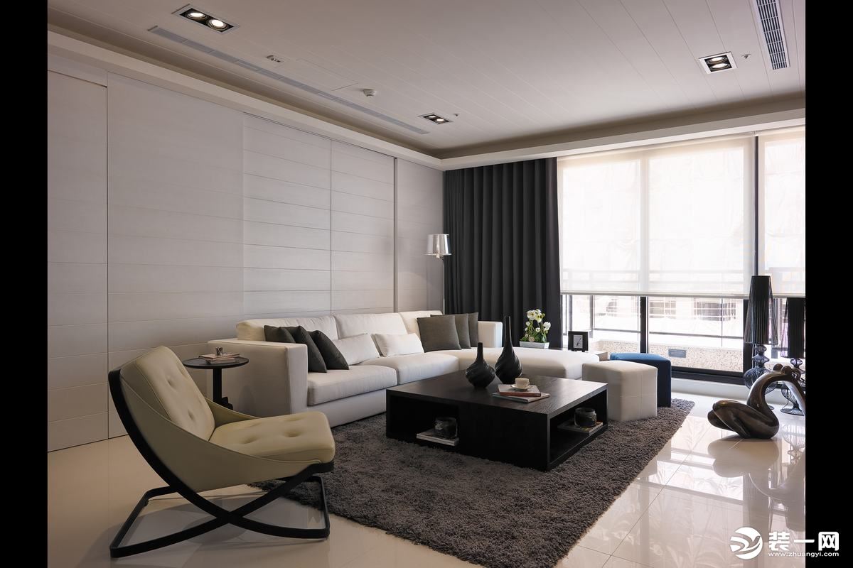 西安紫薇风尚小区现代简约风格三居室房子设计方案，沙发
