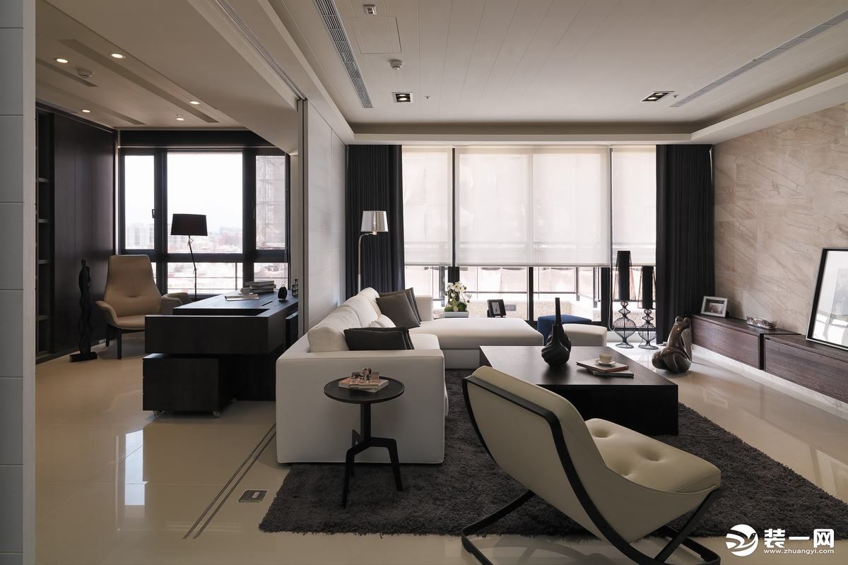 西安紫薇风尚小区现代简约风格三居室房子设计方案，客厅沙发