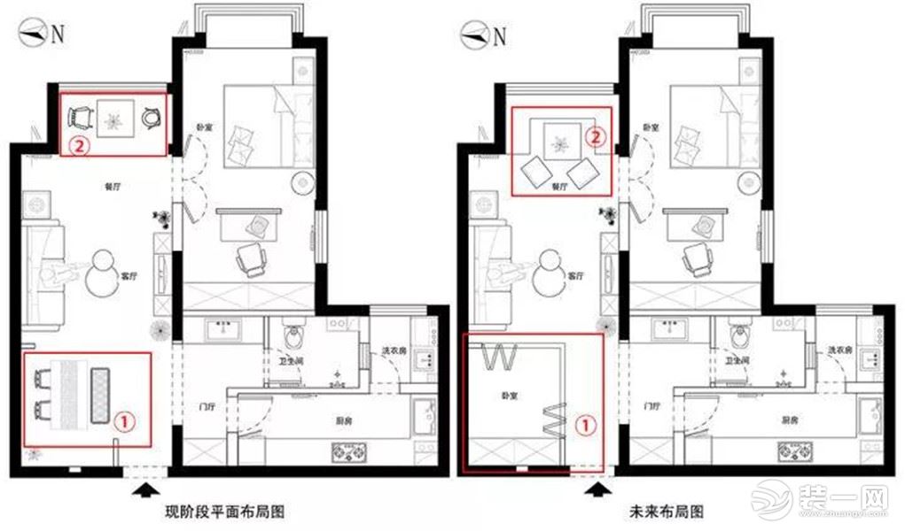 【今朝装饰】小户型房子装修，规划跟收纳与颜值并存，平面布局图