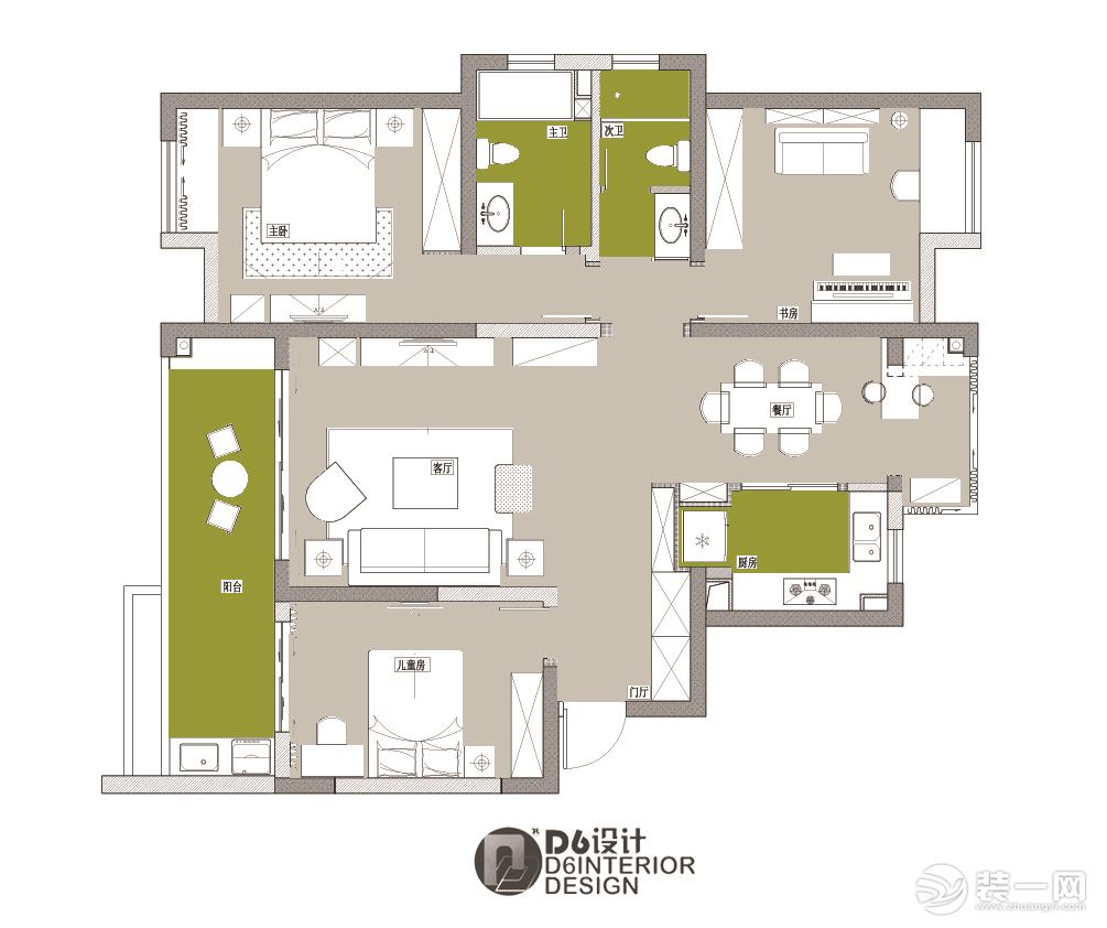 西安今朝装饰公司 西安保亿风景御园小区装修样板间 美式风格完工实景图 平面布局图