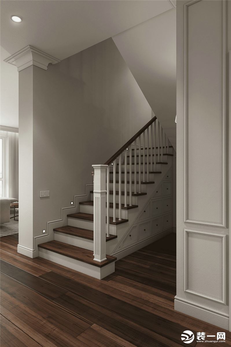 西安今朝装饰 曲江和城别墅现代轻奢风格装修效果图 楼梯