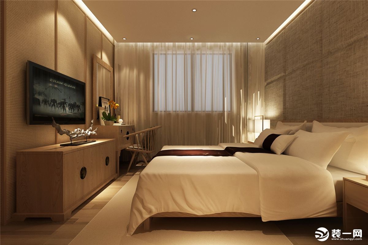 卧室视角装修效果图-科为·城墅-246㎡-中式风格