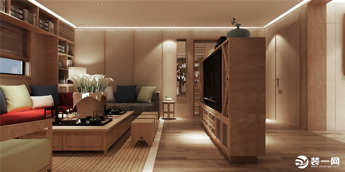 客厅视角装修效果图-科为·城墅-246㎡-中式风格
