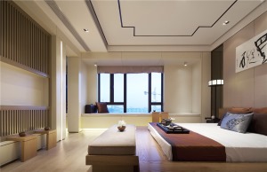 【万达ONE】155平四居室新中式风格装修方案，次卧