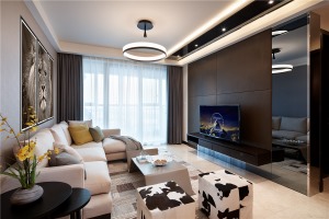 【千林郡】120平简约风格三居室装修方案，电视背景墙