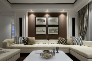 【曲江千林郡】120平现代简约三居室装修方案，沙发背景墙