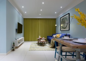 【萬景荔知灣】現代簡約兩居室裝修樣板間，客廳