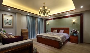【西西安小镇】别墅混搭风格装修方案，主卧床头背景墙