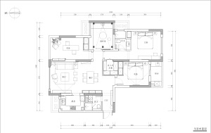 【高新东桃园社区】130平新房简美风格装修方案，平面布局图