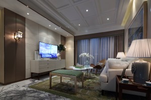 【万景荔知湾】124平时尚现代装修样板间，客厅电视背景墙