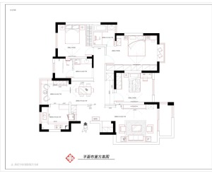 【曲江诸子阶小区】140平房子地中海风格装修，平面布局图