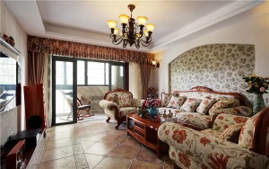 【曲江诸子阶小区】140平房子地中海风格装修，沙发背景墙