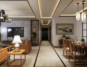 【阳光城丽兹公馆】110平房子装修，新中式风格，过餐厅