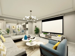 杨凌人才公寓现代简约风格半包7W 电视背景墙