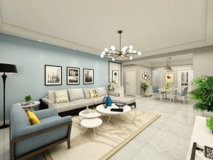 杨凌人才公寓现代简约风格半包7W 客厅