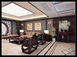 西安曲江湖城大境240平房子中式风格装修半包12万，沙发