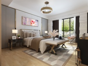 西安龙湖花千树小区240平房子后现代风格设计方案，卧室