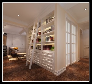 西安龙湖香体国际社区复式户型简美风格设计方案，书房