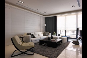 西安紫薇风尚小区现代简约风格三居室房子设计方案，沙发